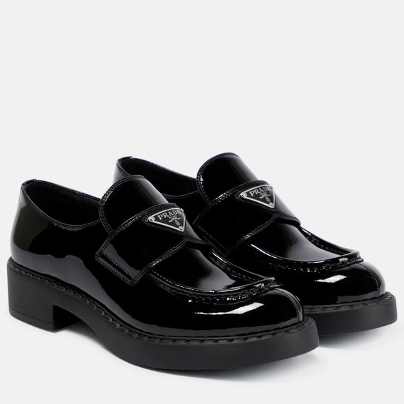 Prada Triangle Logo Patent Leather Loafers - Picture 1 of 2